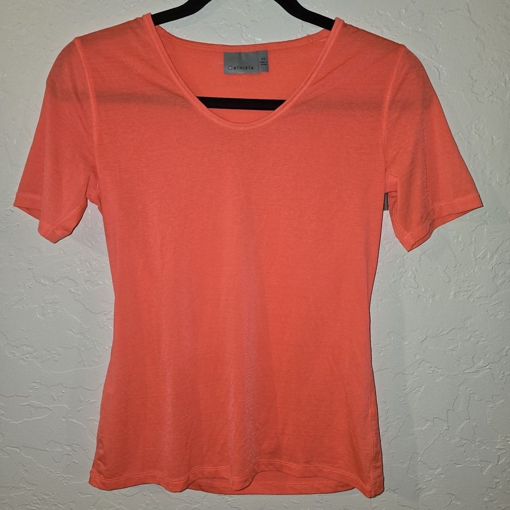 Athleta Neon Pink Athletic Tee‎ Short Sleeve crew neck Stretch Lightweight XS